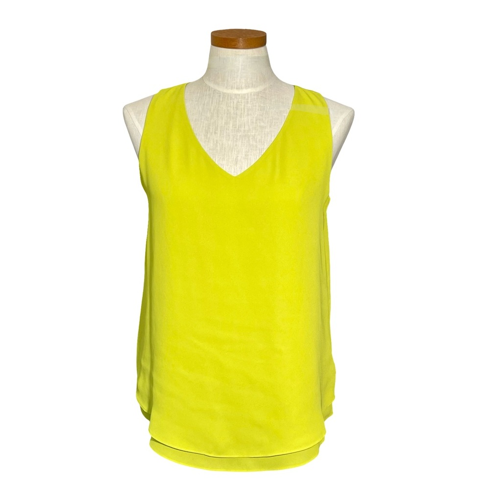 Ann Taylor Factory Sleeveless Solid Yellow Layered Pullover V Neck Blouse Sz M